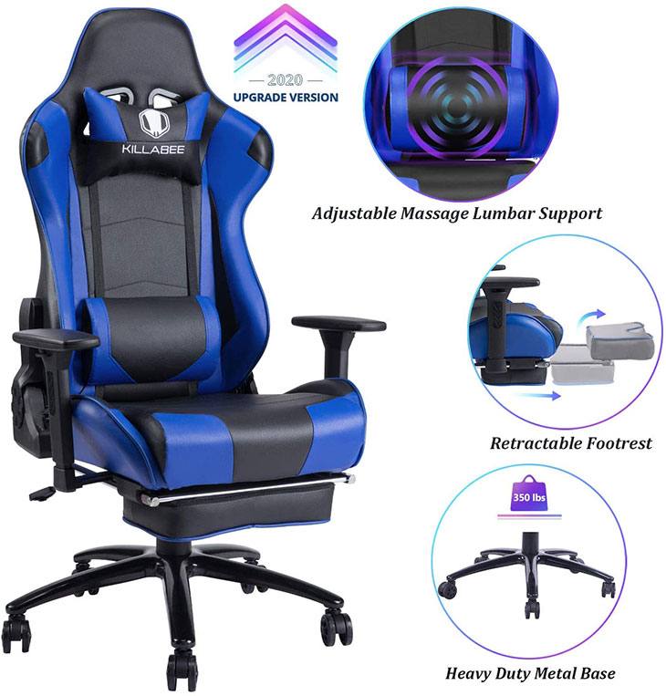 killabee reclining memory foam racing gaming chair review